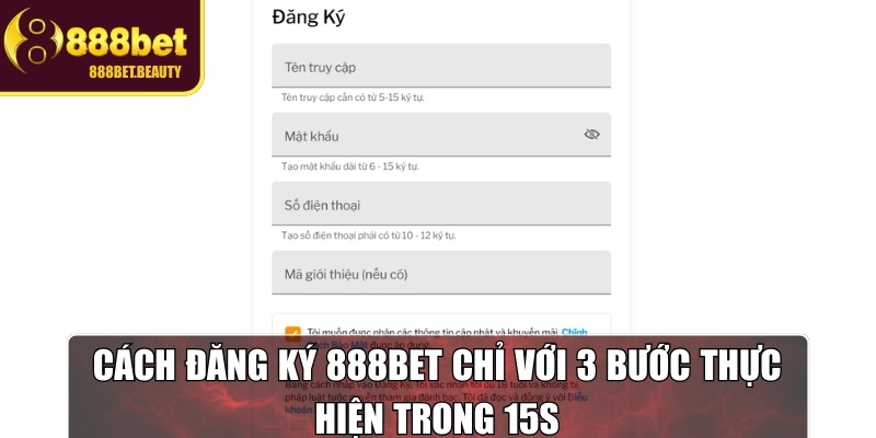 Đăng ký tài khoản 888BET nhanh chóng với 3 bước